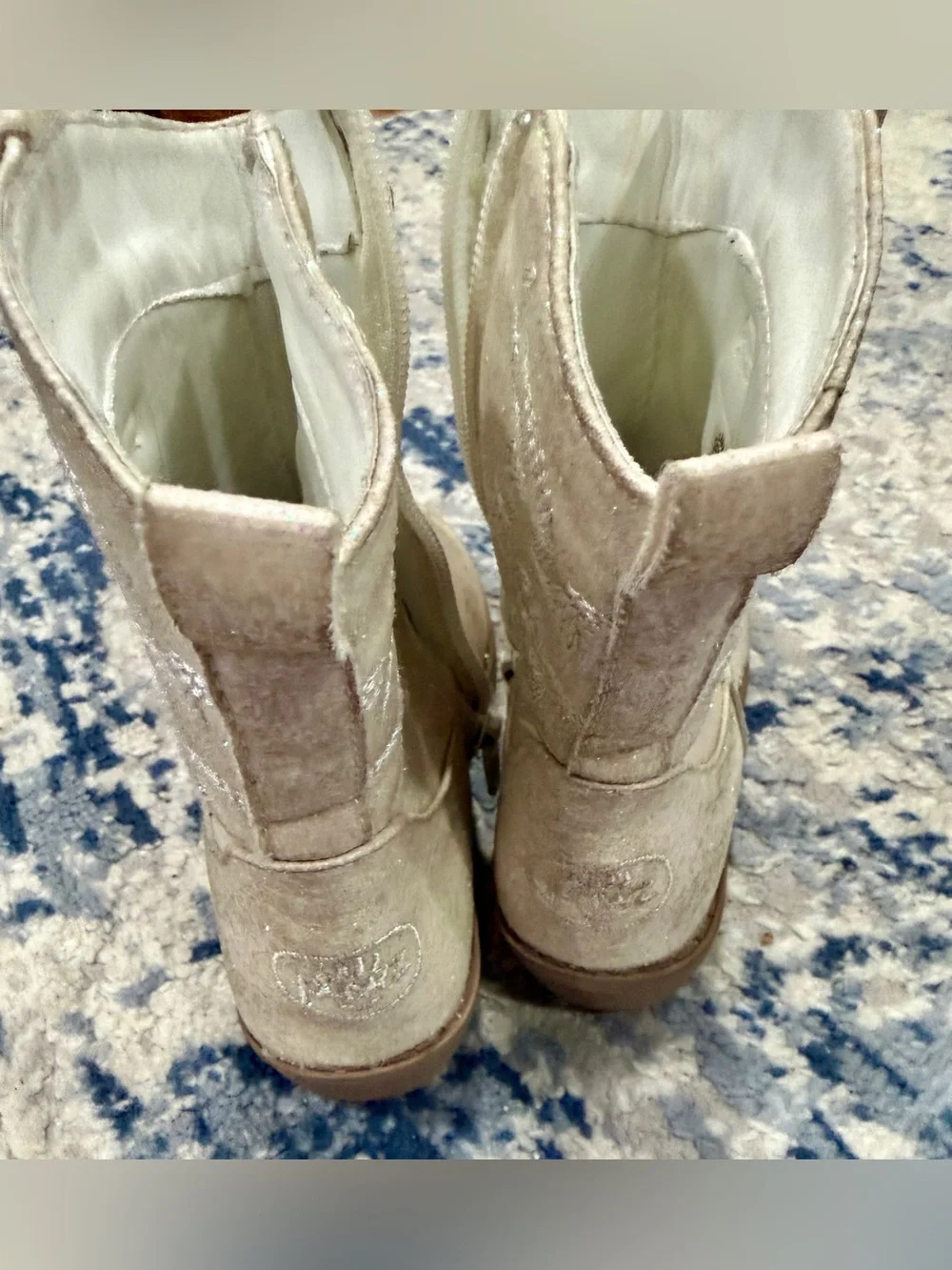 PAWZ Iridescent Pink Glitter Kids Western Boots